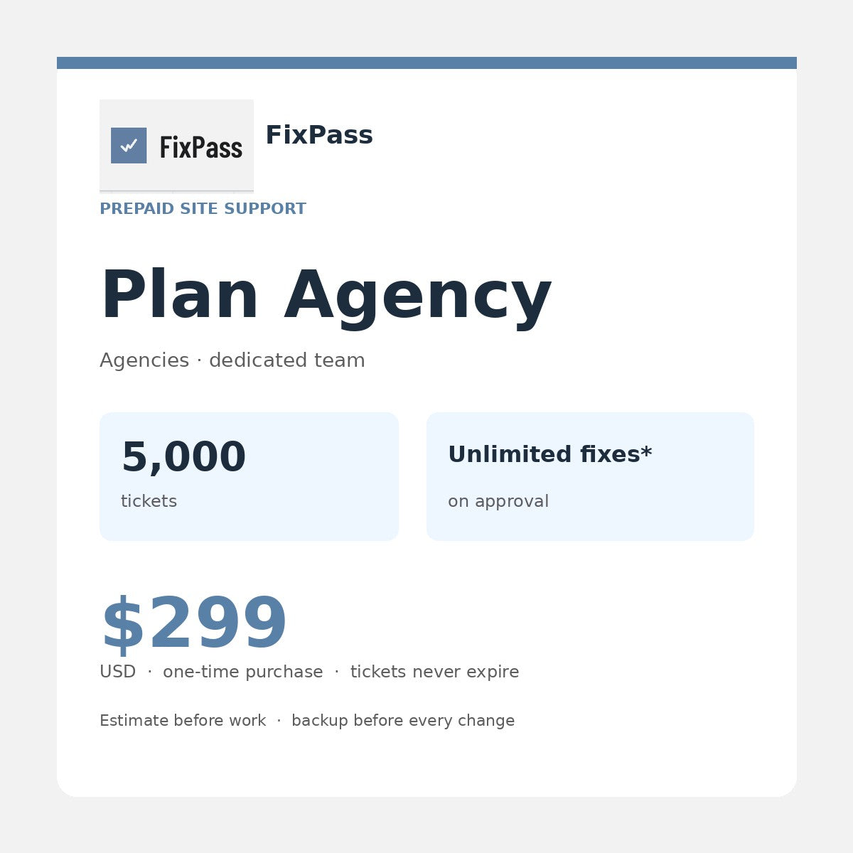 FixPass Plan Agency — 5000 tickets