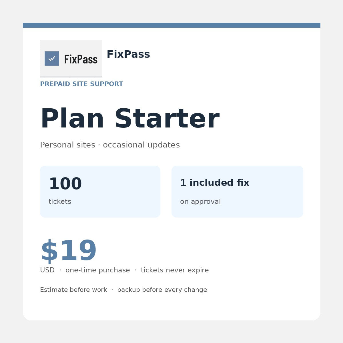 FixPass Plan Starter — 100 tickets